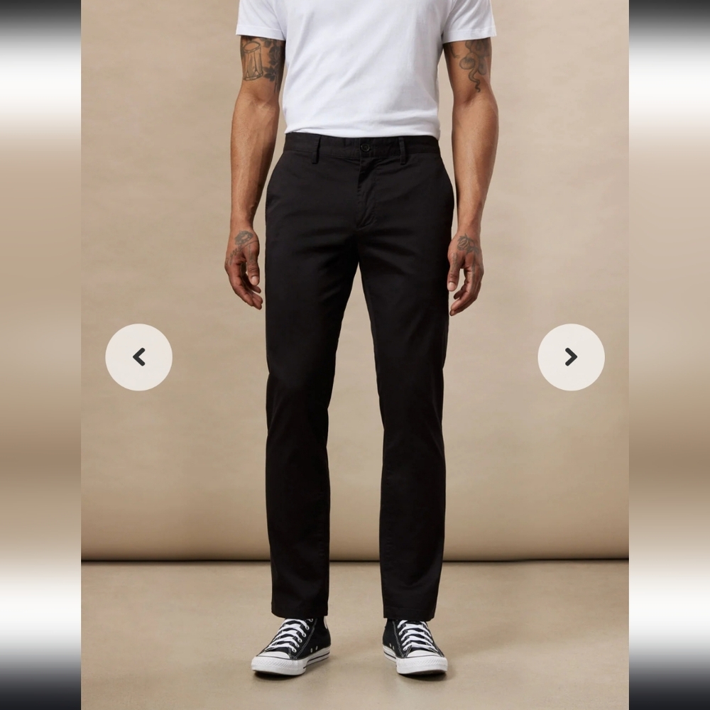 NWT Frank And Oak The Brunswick Slim Chino Pant Black Size 34x34